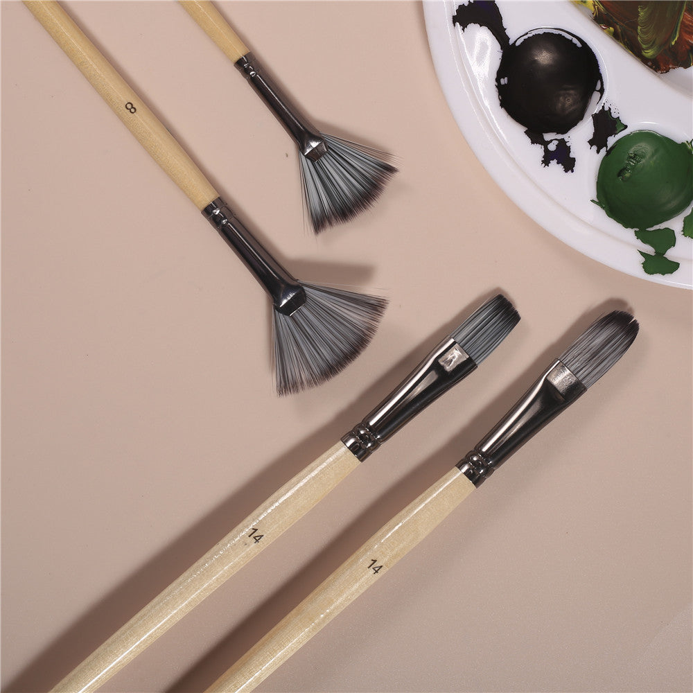 Gouache Pen Oil Painting Brush Nylon Hair 24 Brushes Suit Student Art Supplies